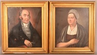 Pair of American 19th C. Oil on Canvas Portraits.