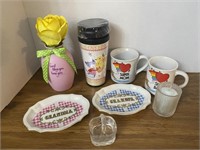 Coffee cups, plates, misc