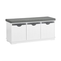 Haotian White Storage Bench with Drawers & Padded