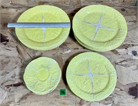 Vtg Secla Yellow Cabbage Majolica Plates Varied