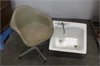 CAST IRON SINK WITH FAUCET AND EAMES HERMEN MILLER