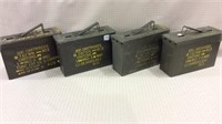 Group of 4 Metal Empty Ammo Containers