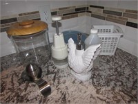 chicken soap dispenser,chopper,tupperware & items