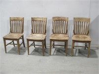 Four Vtg Wood Chairs See Info