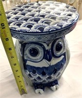 Owl Planter 10" Blue and White