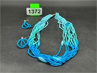 Multi-strand beaded necklace & earrings