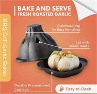 NEW Pre-Seasoned Cast Iron Garlic Roaster Bake