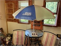 Outdoor Table, Chairs and Bud Light Umbrella