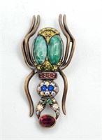 Joan Rivers Scarab Beetle Copper Green Cabochon