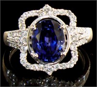 14k Gold 3.02 ct Sapphire & Diamond Ring