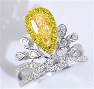 1ct natural yellow diamond ring in 18k gold