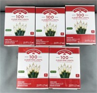 5 boxes of 100 clear mini lights
