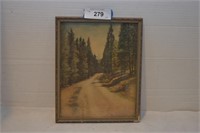 Antique Forest Scene in Frame