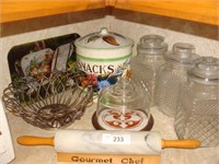 Glass Canisters, Snack Holder, & Misc.