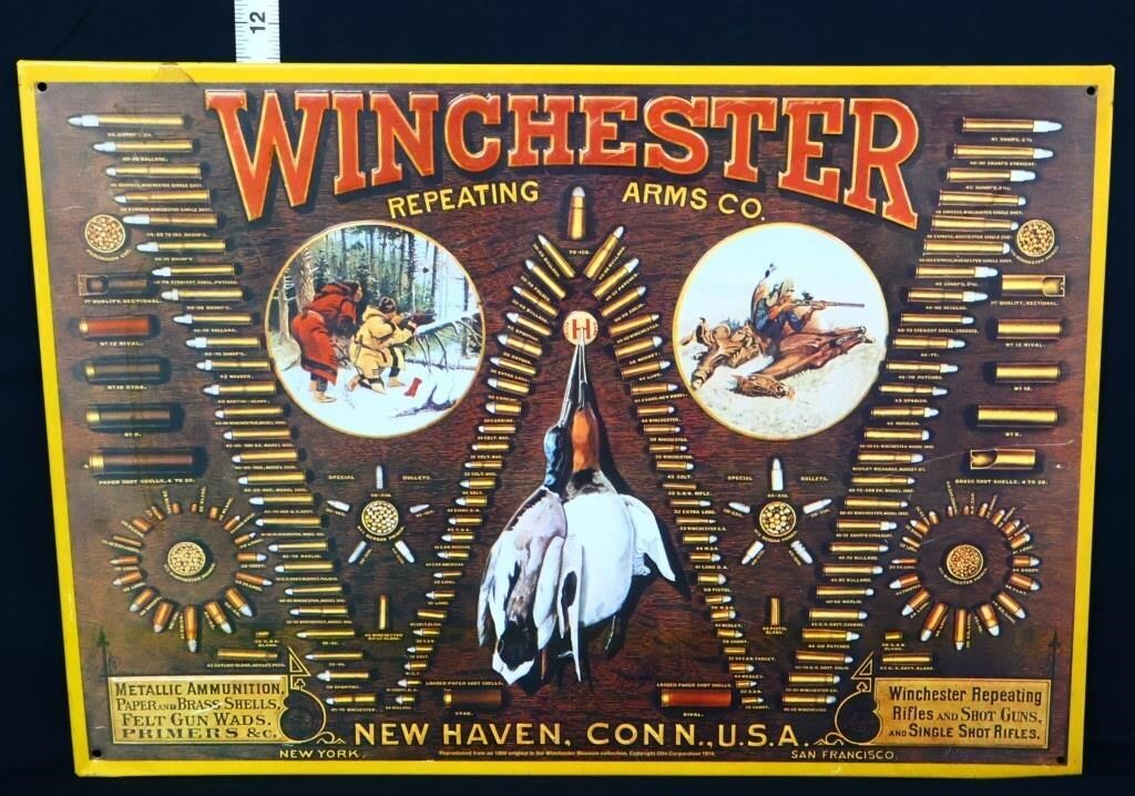 16x11.25 1974 embossed Winchester sign