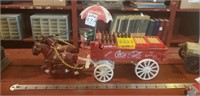 Vintage Coca Cola Cast Iron Horse Drawn Wagon