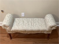 Traditional Flared White Upholstered Bench
