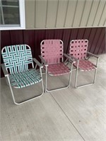 1970's 3 alumium basket weave folding chairs