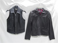Ann Taylor Size M Leather Jacket & Vest