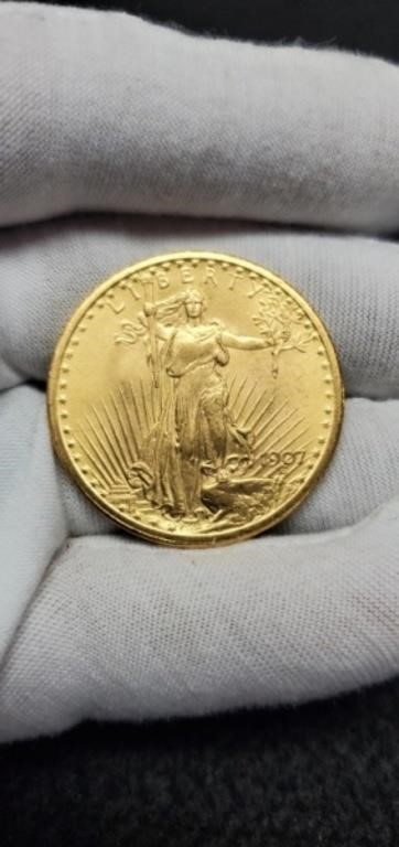 1907 $20 Gold St. Gaudens Double Eagle