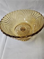 6"X9" AMBER GLASS COMPOTE DISH