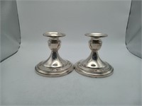Sterling Silver Royal Rose Candle holders WEIGHTED