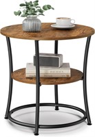 VASAGLE Side Table  Round  Rustic Brown/Black