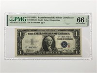 1935-A $1 Experimental R Silver Certificate PMG 66