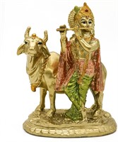 Baby Krishna Idol w/Cow Nandi Statue