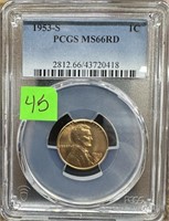 1953-S PCGS MS66RD GRADED WHEAT PENNY CENT