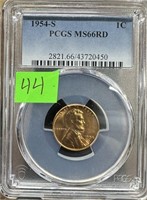 1954-S PCGS MS66RD GRADED WHEAT PENNY CENT