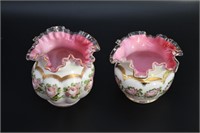 2 Hand Painted Victorian Rose Bowls