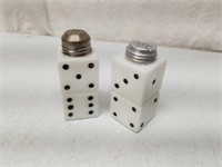 Vtg Dice Milk Glass Salt and Pepper Shakers