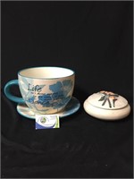 Huge Coffee Cup and Keepsake dish with cover
