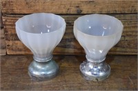 2x Milk Glass Carriage Lights