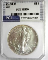 1987 Silver Eagle MS70 LISTS $1100