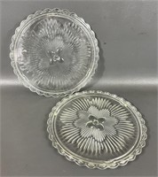 Two Vintage Indiana Glass Cake Plates