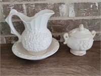 Porcelain Bisque Small Wash Basin Set and