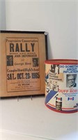 FRAMED 1965 DIEFENBAKER RALLY POSTER +