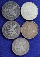 5 Morgan Silver Dollar Coins
