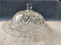 Rare Find - Crystal 7" Covered Round Butter Dish
