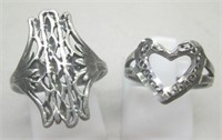 Lot of 2 Sterling Silver Abstract Rings