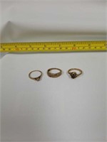 (3) 10 k gold rings w/stones
