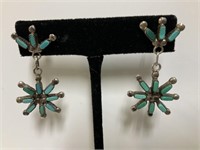 Sterling Turquoise Native Made Earrings 6.7gr TW