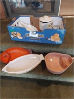 Lot of ceramic serving dishes and other