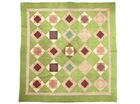 Hand Stitched Quilt Diamond in Square Pattern