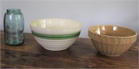 2 Antique Mixing Bowls, 1858 Mason Jar