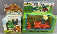 2pc 1982-83 Smurf Fun House & R/C Car In Box