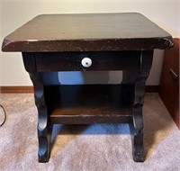 Solid Wood End Table with Small Drawer