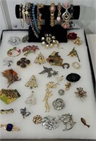 Group of jewelry including many brooches and